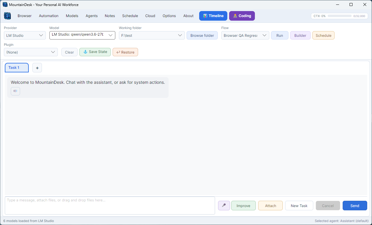 MountainDesk workspace overview